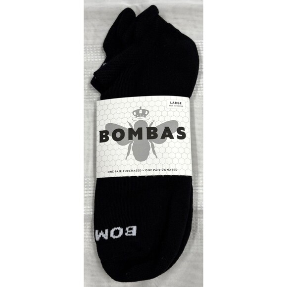 Bombas 3-Pair Solid Black Unisex Socks Size Large Adult Low Cut Ankle NWT - Picture 3 of 6